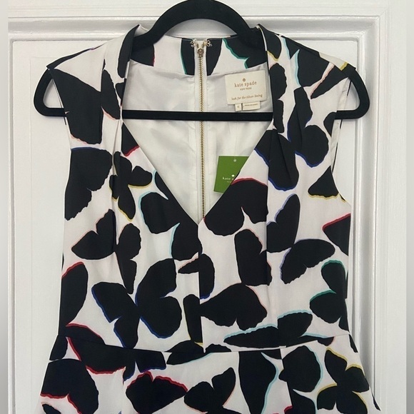 NWT Kate Spade Butterfly Black White Colorful Rainbow Fit & Flare Pocket Dress 6 - Picture 5 of 15